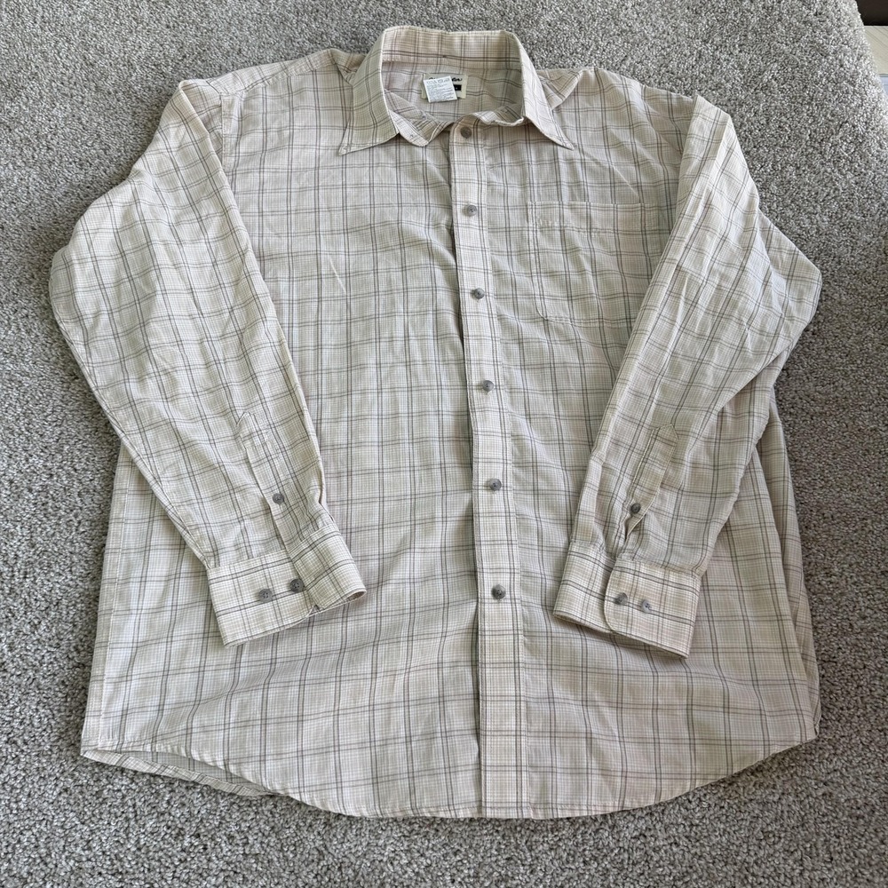Wrangler Shirt Mens XL Beige Plaid Woven Long Sleeve Button Up Casual Top